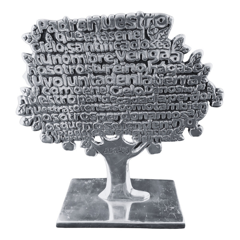 Adorno Árbol Padre Nuestro En Pewter 29.5 X 29 Cm