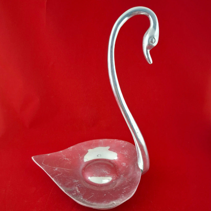 Cisne Decorativo De Pewter Centro De Mesa Elegante 34 Cm