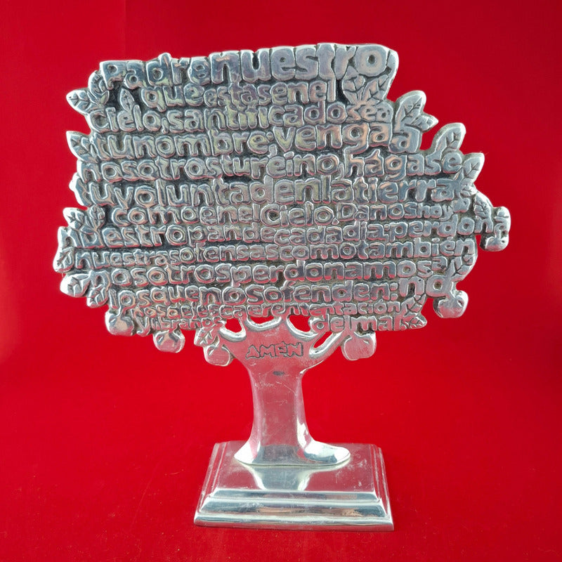 Adorno Árbol Padre Nuestro En Pewter 28.5 X 30 Cm