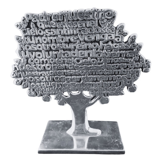 Adorno Árbol Padre Nuestro En Pewter 29.5 X 29 Cm