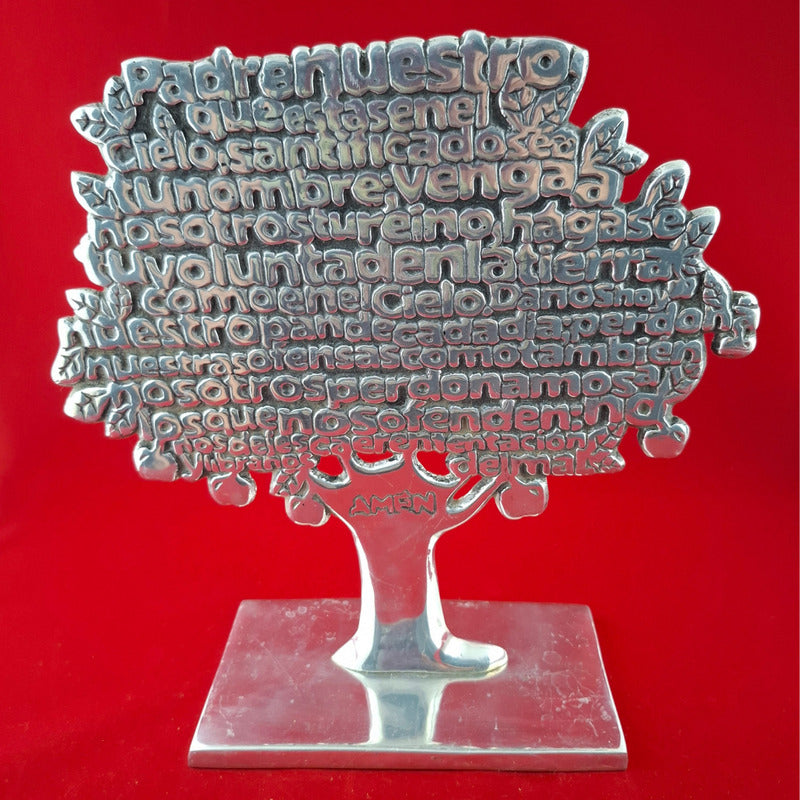 Adorno Árbol Padre Nuestro En Pewter 29.5 X 29 Cm