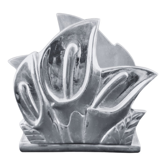 Servilletero Decorativo De Pewter Con Flores  15 X 14 Cm