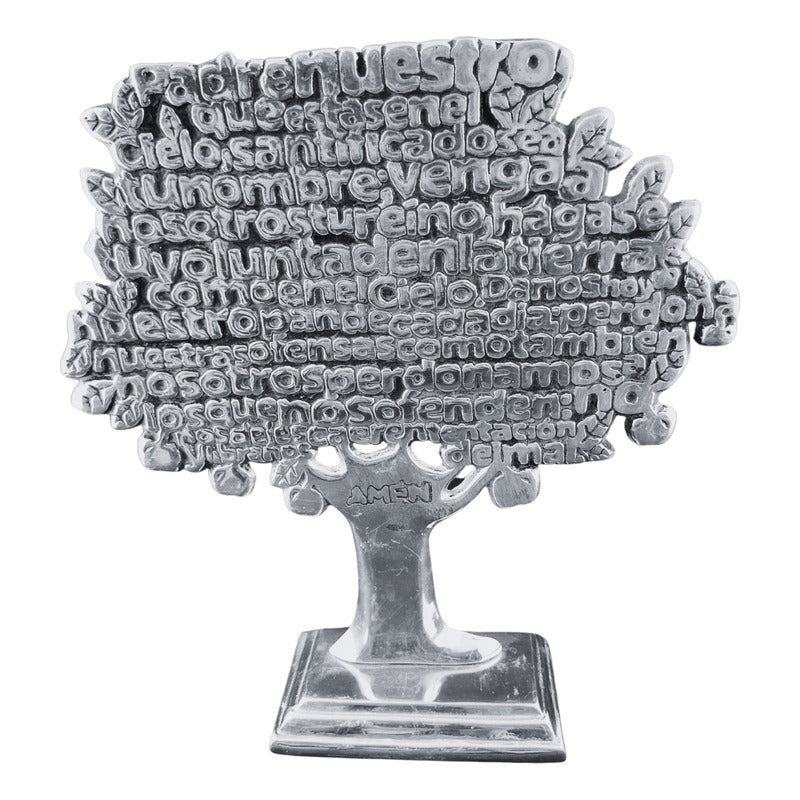 Adorno Árbol Padre Nuestro En Pewter 28.5 X 30 Cm