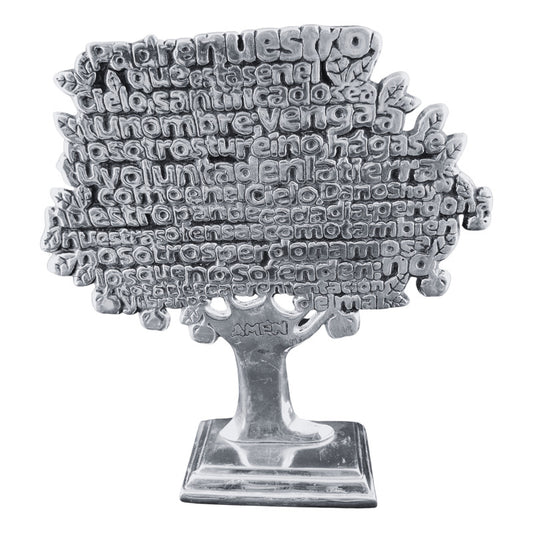 Adorno Árbol Padre Nuestro En Pewter 28.5 X 30 Cm