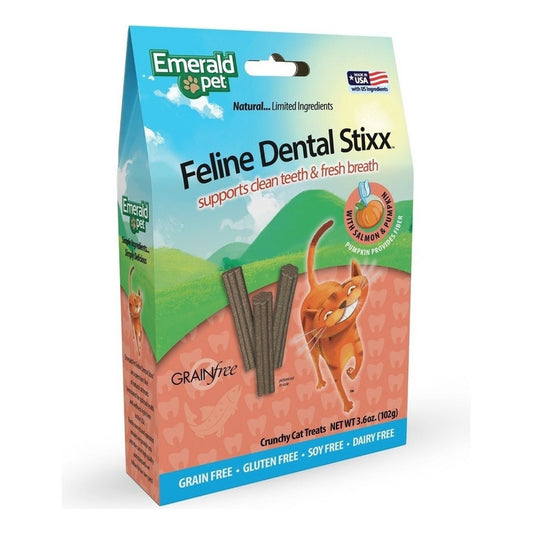 Premios Para Gatos Dental Stixx. Salmón Y Calabaza 3.6 Oz.